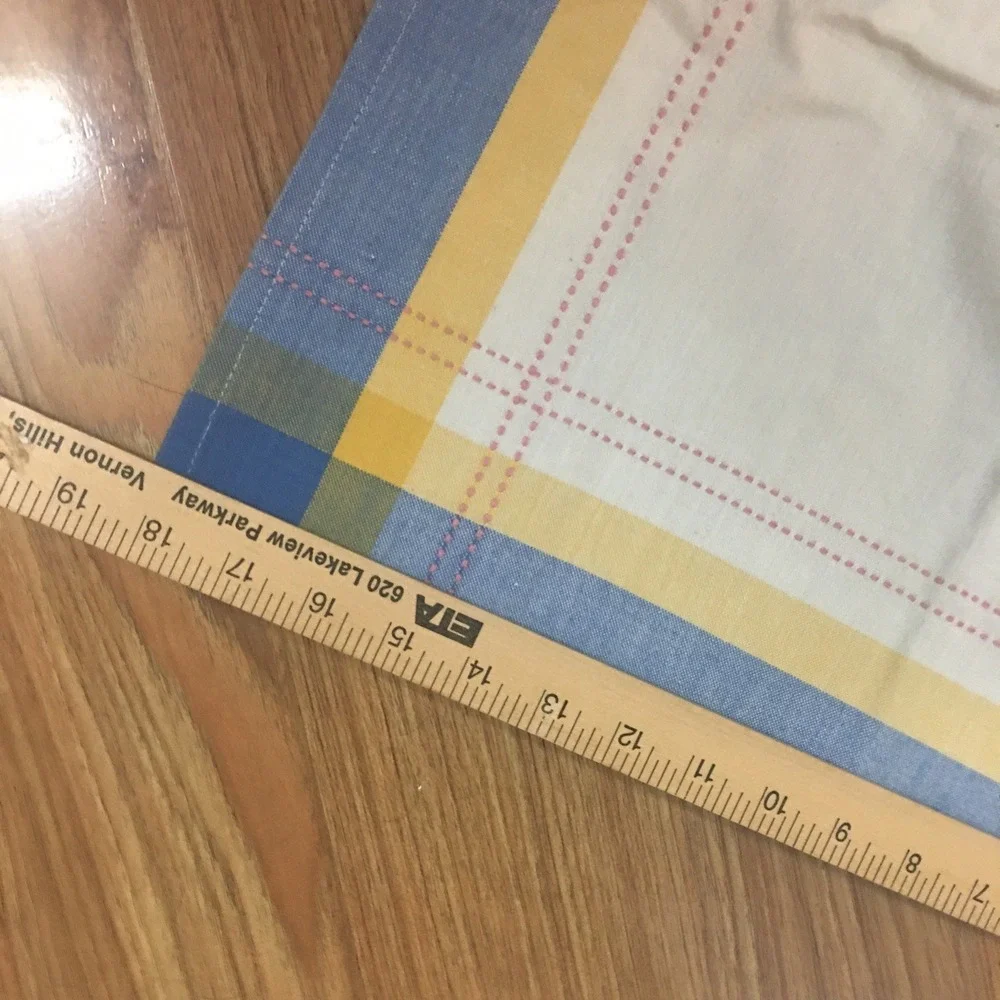 Set of 7 Plaid Cotton Napkins Yellow Blue Pink Check Farmhouse Cottage Core